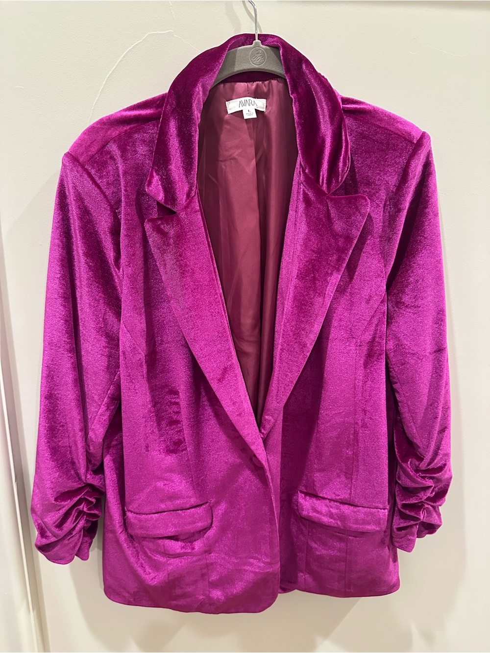 Avara Magenta Velvet Blazer Jacket